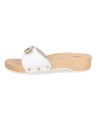 COMFORTABLE WOODEN HEELED SANDAL, WOODEN WHITE.