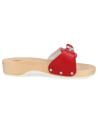 COMFORTABLE WOODEN HEELED SANDAL, WOODEN RED.
