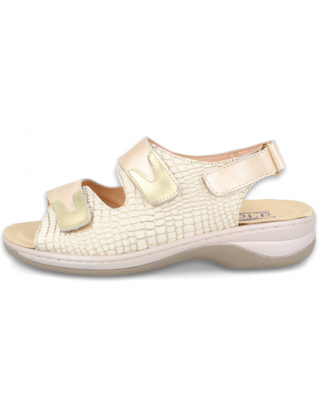 Frida Beige, wide and comfortable sandal, designed for feet with bunions.
