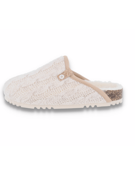 Lisbet Beige, D'Torres Women's Anatomical Slippers, made of cotton and wool.